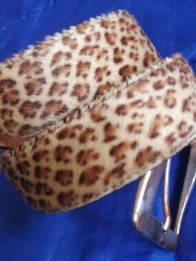 AnnaBella Belt Wm 24-28" Waist Exotic Leopard Print Calfskin Gold-tone Hardware